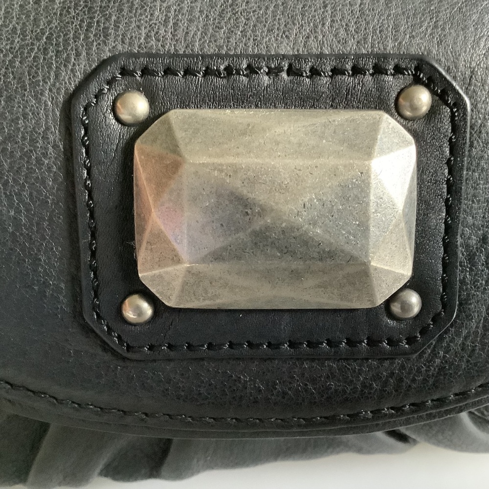 Betsey Johnson Black Leather Clutch with Silver Detail - Picture 6 of 10